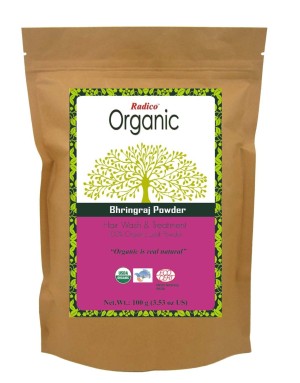 RADICO ORGANIC BHRINGRAJ 100% Natuurlijke BIO Organic Anti-Haaruitval, Haargroei, Care, Volume, Voedende Poeder 100g