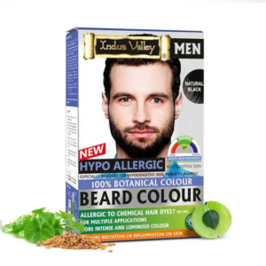 Indus Valley 100% BOTANICAL Snor- en Baardverf Zwart / Black ANTI-ALLERGISCH– Baardkleur voor Grijze Haren – Natuurlijke Baardverf – Hypoallergene Baardkleur – 100 g + 15 ml